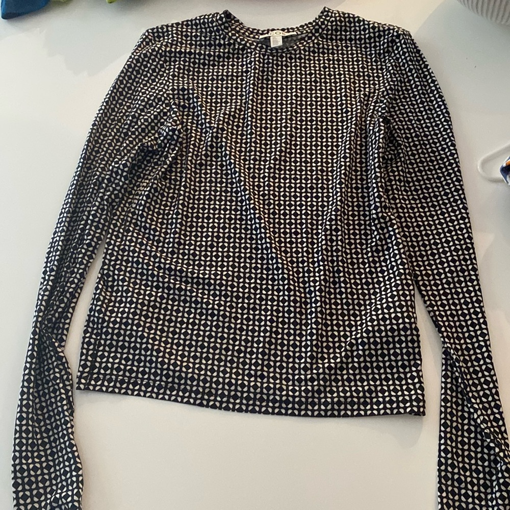 COS Black and White Geometric Long Sleeve Tee